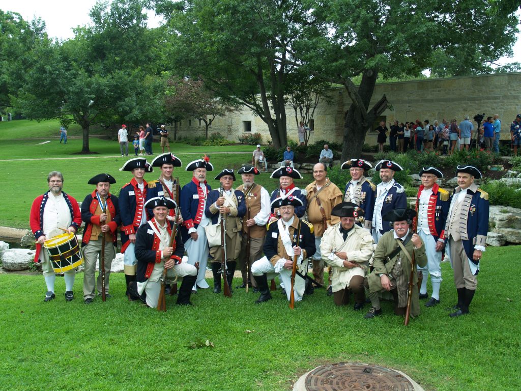 Back Row – Left to Right Darrin Hutchinson (Alexander Hamilton Chapter-Georgetown) Lane Redwine (Alexander Hamilton Chapter-Georgetown) Nathan Smith Alex Smith Jim Scott (Alexander Hamilton Chapter-Georgetown) Bob Jordan Ray DeVries (Alexander Hamilton Chapter-Georgetown) Henry Shoenfelt Shiidon Hawley Stu Hoyt (William Hightower Chapter-New Braunfels) – State Color Guard Southern Commander Tom Jackson (Robert Rankin Chapter-Houston) Don Chandler (William Hightower Chapter-New Braunfels) Gary Chapel Front Row – Left to Right Robert Hites – Chapter Color Guard Commander Jim Clements – Chapter President Stan Trull (William Hightower-New Braunfels) Richard Fawkes Not pictured but included in the event were John Knox, Wayne Courreges, and Kenny Tooke (taking the picture)